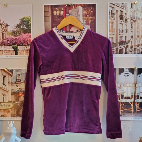 Vintage 90s 725 Originals Purple Velvet Top - Picture 1 of 7